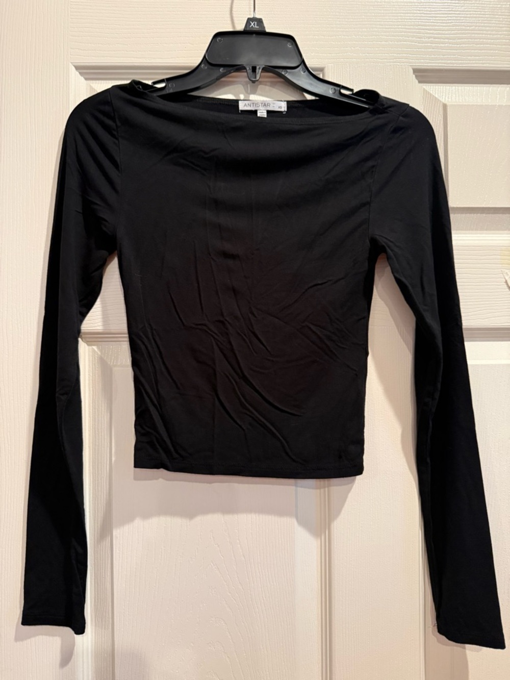 Antistar Black Long Sleeve Boatneck Top